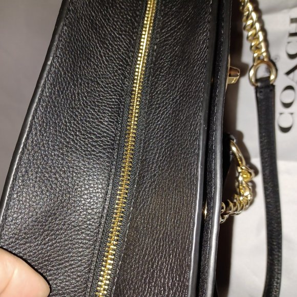 MEDIUM BLACK LEATHER COACH TOTE - Picture 7 of 7